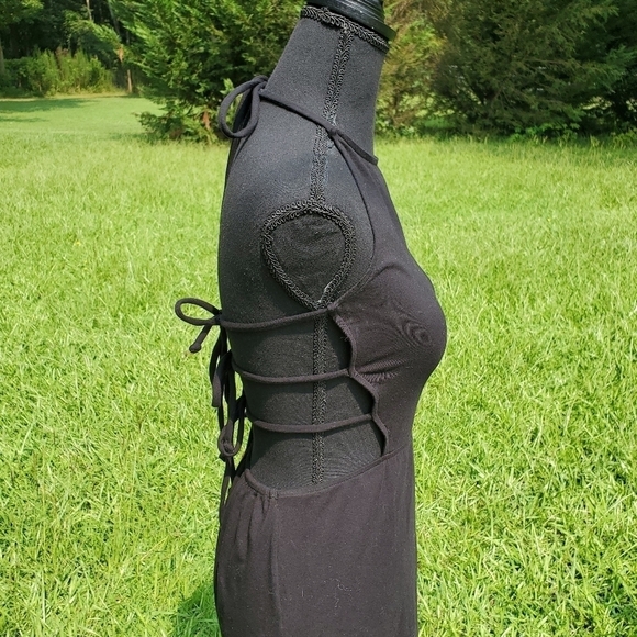 𝅺Black backless maxi tshirt dress small EUC - Picture 5 of 7